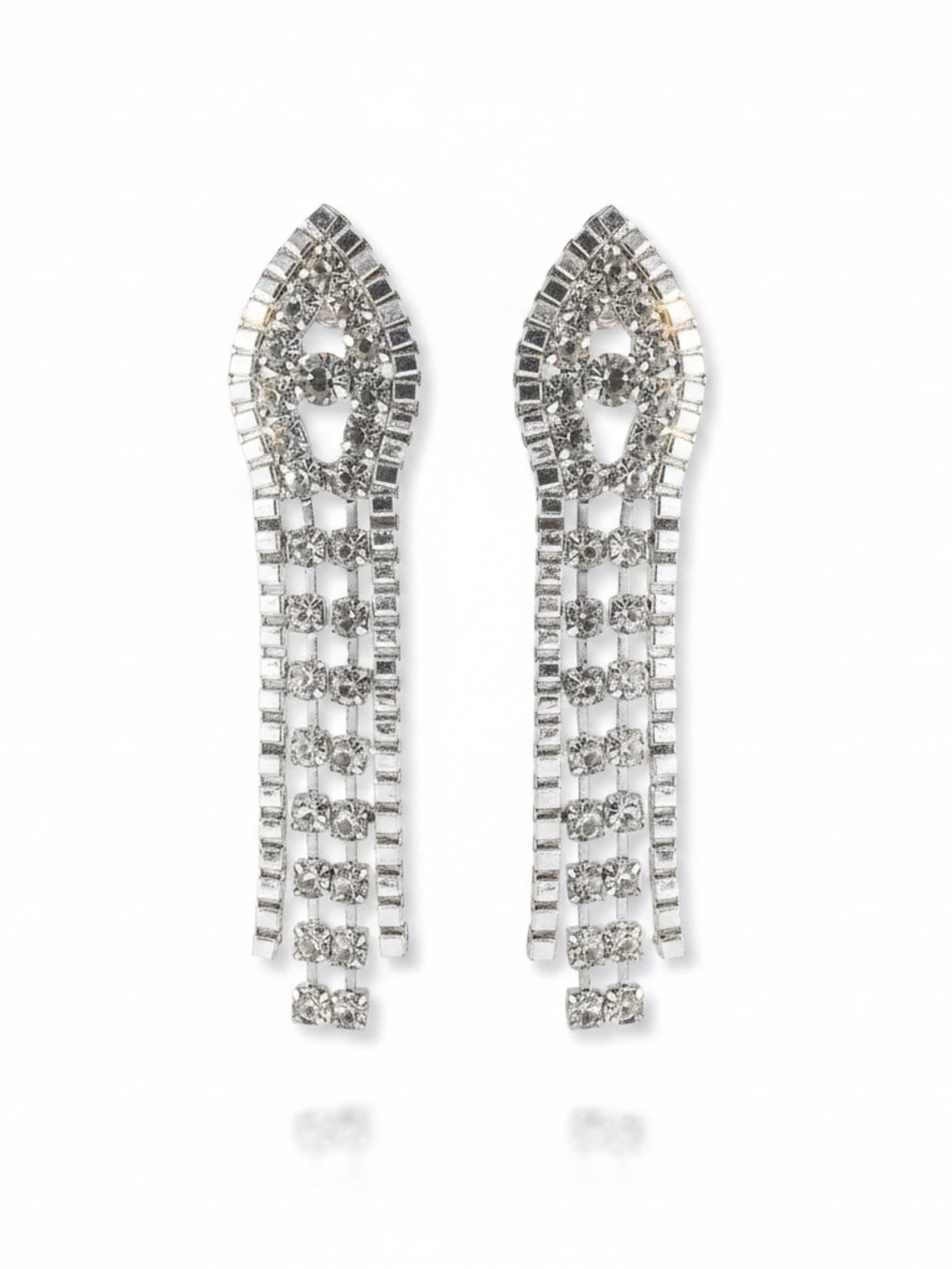 Silver Crystal Dangle Earrings - Sparkling Bridal Jewelry